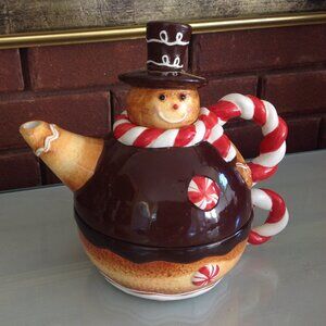 Cracker Barrel Gingermint Stacking Teapot